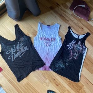 3 ladies Harley Davidson tank tops